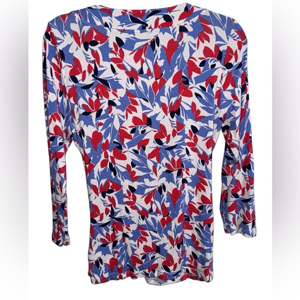 Lauren Ralph Lauren Floral Wrap Style Long Sleeve Top Size L Stretch - Picture 2 of 10